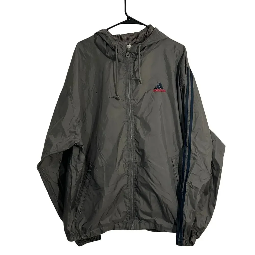 Adidas grey windbreaker large breathable lightweight outdoor